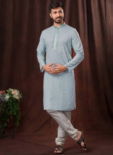 Sky Blue Colour Venecia New Latest Designer Ethnic Wear Chikankari Kurta Pajama Collection 1517-3